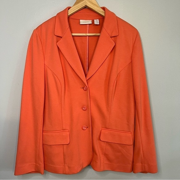 Chicos Orange Blazer 3 Button Jacket Modern Career Casual Women's Size L - Picture 1 of 9